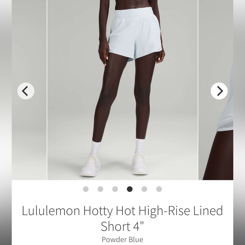 Lululemon Hotty Hot HR High Rise 4” Length Shorts Powder Blue Size 6